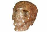 Realistic, Carved Strawberry Quartz Crystal Skull #150982-2